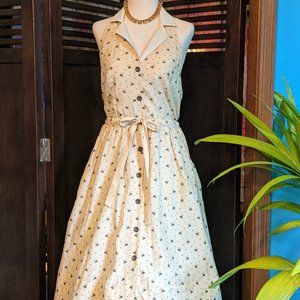 Maeve Halter Dress Cream Color Bee Pattern Size 4